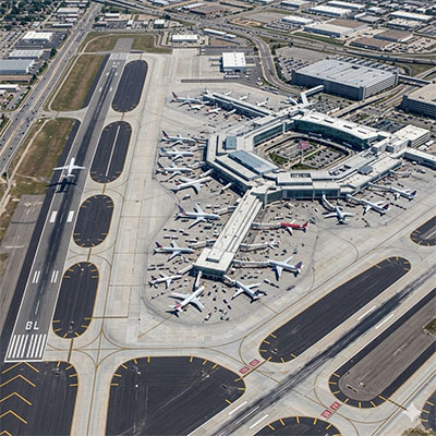 Aerial view of an airport